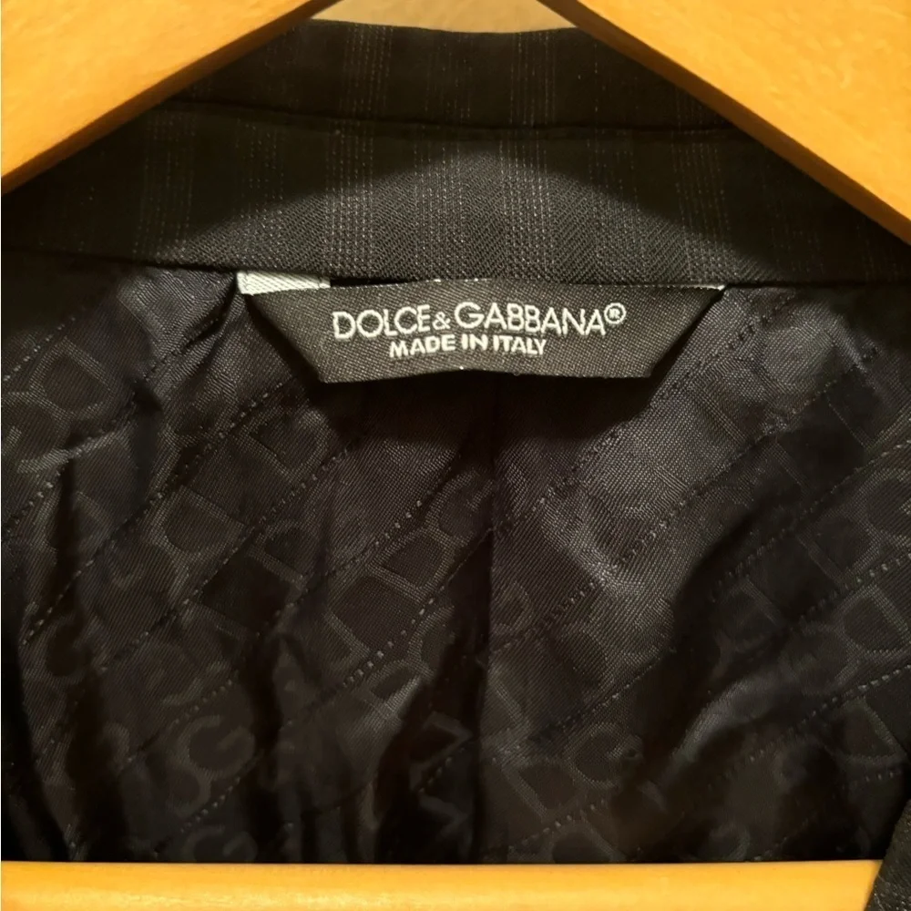 Dolce & Gabbana Blazer 52EU/42US Black Striped Silk Wool Blend Suit Jacket Italy